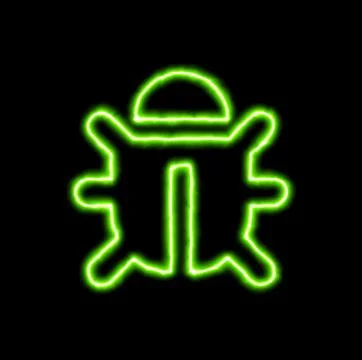 Green neon symbol bug 库存插图
