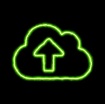 Green neon symbol cloud upload Stock Illustration