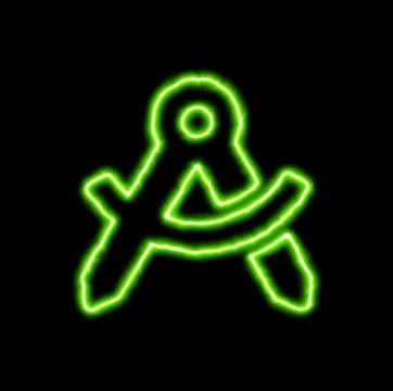 Green neon symbol drafting compass Stock Illustration