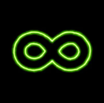 Green neon symbol infinity Illustrazione stock