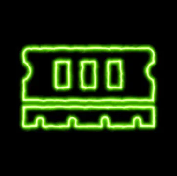 Green neon symbol memory Stock Illustration