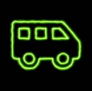 Green neon symbol shuttle van Stock Illustration