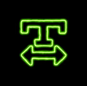 Green neon symbol text width Stock Illustration