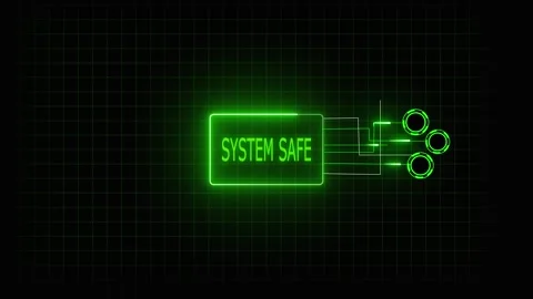 Green Neon System Safe Chip on Grid animated Background security safety Stock Footage 331880038