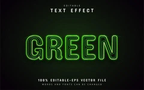 Green neon text effect with dots Stock Illustration