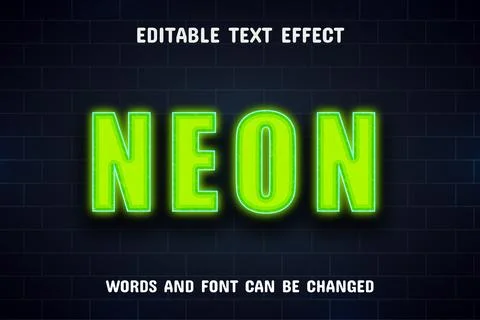 Green neon text effect editable Stock Illustration