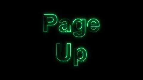 Green Neon Text Page Up on animated Black Background keyboard computer Stock Footage 337365048