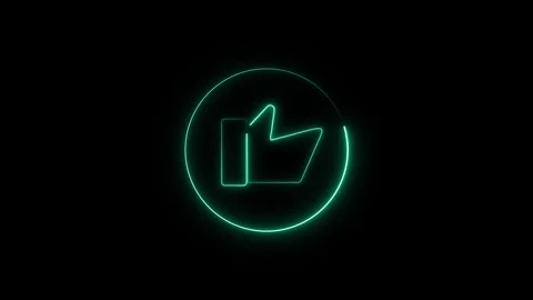 Green neon thumbs up icon inside a circle on black. Thumbs up like. Profess.. Stock Footage 337131166