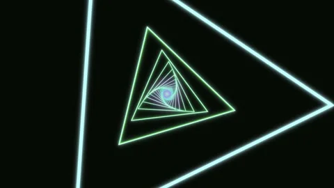 Green neon triangular spiral animation in dark background Stock Footage 337301792