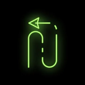 Green neon undo redo arrow button icon glowing on black background 스톡 일러스트