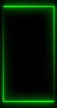 Green Neon Vertical Rectangle Frame Background, Futuristic Glowing Border A.. Illustrazione stock