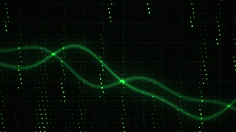 Green neon wave on black background. Stock Footage 335113078