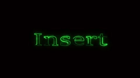Green neon word insert glowing on black background image. Word insert image.. Stock Footage 337130518