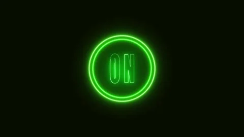 Green Neon Word ON Inside Circle on Dark Background text. High-tech neon vi.. Stock Footage 321450759