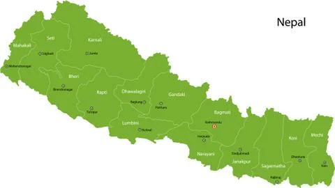 Green Nepal map Stock Illustration