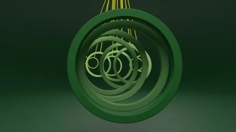 Green nested rings spiral pendulum 3D animation seamless loop Stock Footage 347722558