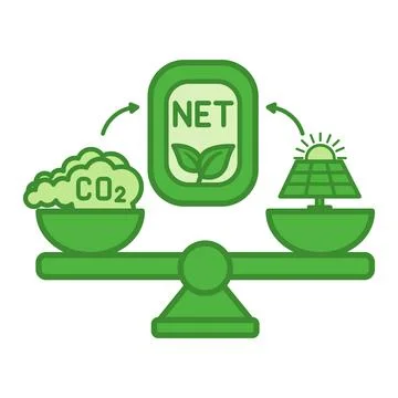 Green Net Zero Target Icon. Vector Illustration. Greenhouse Gas Emission Re.. Stock Illustration