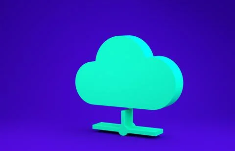 Green Network cloud connection icon isolated on blue background. Social techn Stock Illustration