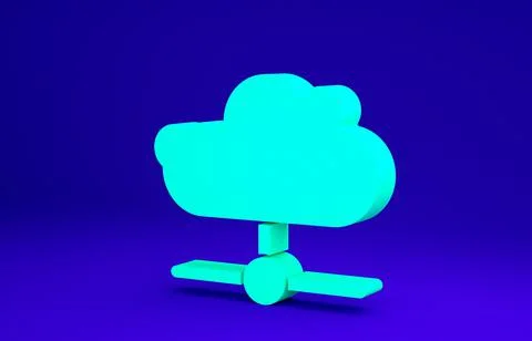 Green Network cloud connection icon isolated on blue background. Social techn Illustrazione stock