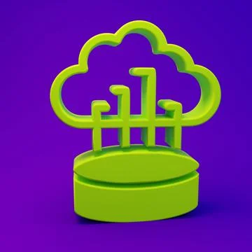 Green Network cloud connection icon isolated on purple-blue background. Soc.. Illustrazione stock
