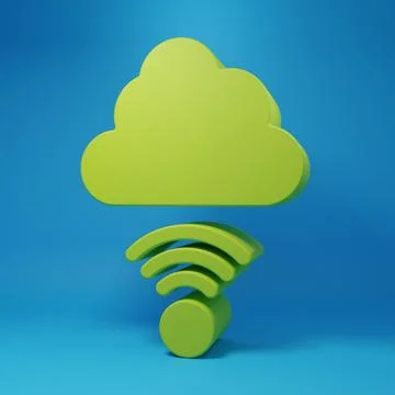 Green Network cloud connection icon isolated on blue background. Social tec.. Stock Illustration