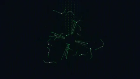 Green network connections in dark background, abstract technology concept Stock Footage 340386600