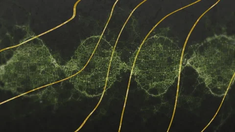 Green network pattern with yellow lines forming abstract animation design Stock Footage 304075472