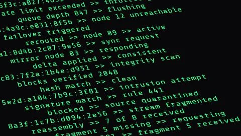 Green Network Security Code Screen Angled Illustration Stock Illustration