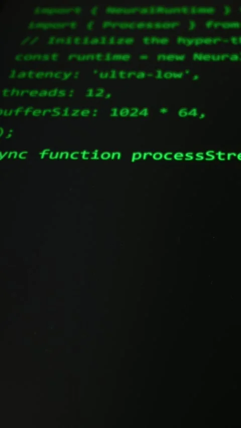 Green Neural Network Code Typing on Dark Computer Monitor Background Stock Footage 334727819