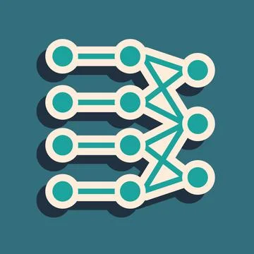 Green Neural network icon isolated on green background. Artificial intelligence Illustrazione stock