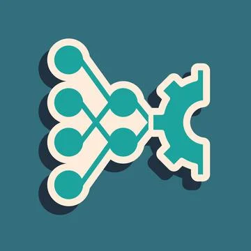 Green Neural network icon isolated on green background. Artificial intelligence Illustrazione stock