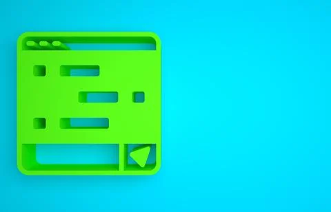 Green New chat messages notification on laptop icon isolated on blue background Illustrazione stock