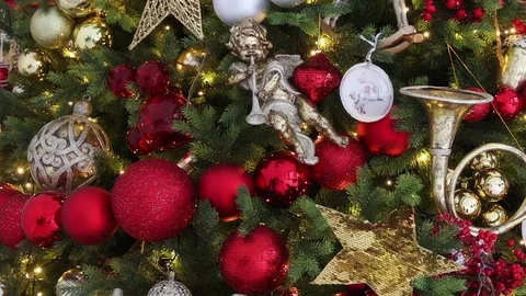 Green New Year tree decorated Stock Footage 83221352