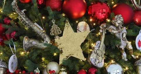 Green New Year tree decorated Stock Footage 83320616