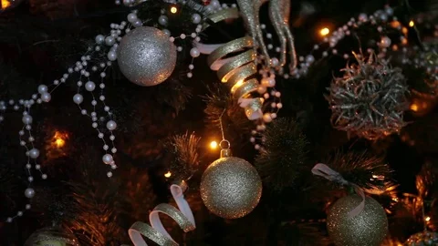 Green New Year tree decorated Stock Footage 83422468