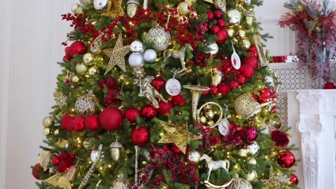 Green New Year tree decorated Stock Footage 97804902