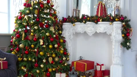 Green New Year tree decorated Stock Footage 97805513