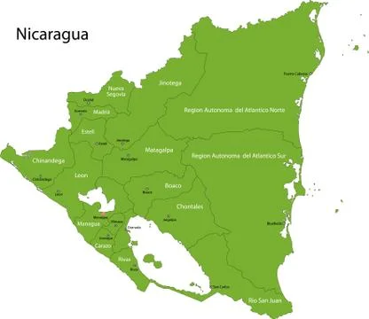 Green nicaragua map Stock Illustration