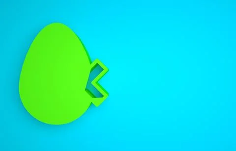 Green No egg icon isolated on blue background. Minimalism concept. 3D render イラスト素材