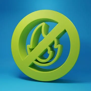 Green No fire icon isolated on blue background. Fire prohibition and forbid.. Stock Illustration