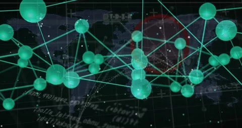 Green node network responding to camera shift, drifting, rotating, pulsing to 스톡 동영상 329836001