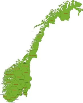 Green Norway map Stock Illustration