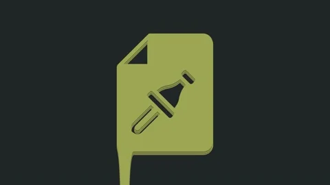 Green Note paper with pinned pushbutton icon isolated on black background. Memo Stock Footage 235595395