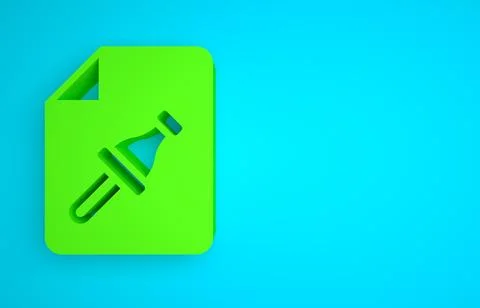 Green Note paper with pinned pushbutton icon isolated on blue background. Memo Illustration