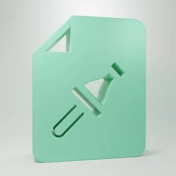 Green Note paper with pinned pushbutton icon isolated on grey background. M.. Stock Illustration