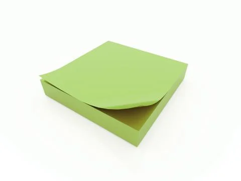 Green note paper rendered on white background Stock Illustration