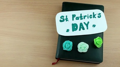 Green notebook and florets Stock Footage 85595619