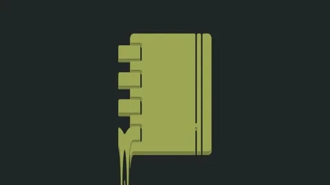 Green Notebook icon isolated on black background. Spiral notepad icon. School Video stock 235511986