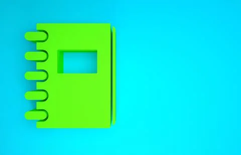 Green Notebook icon isolated on blue background. Spiral notepad icon. School  Stock Illustration