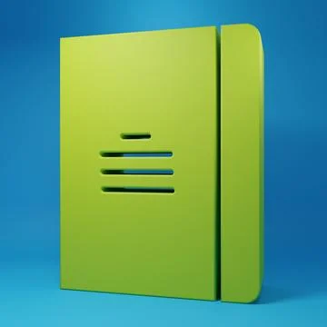 Green Notebook icon isolated on blue background. Spiral notepad icon. Schoo.. Illustrazione stock